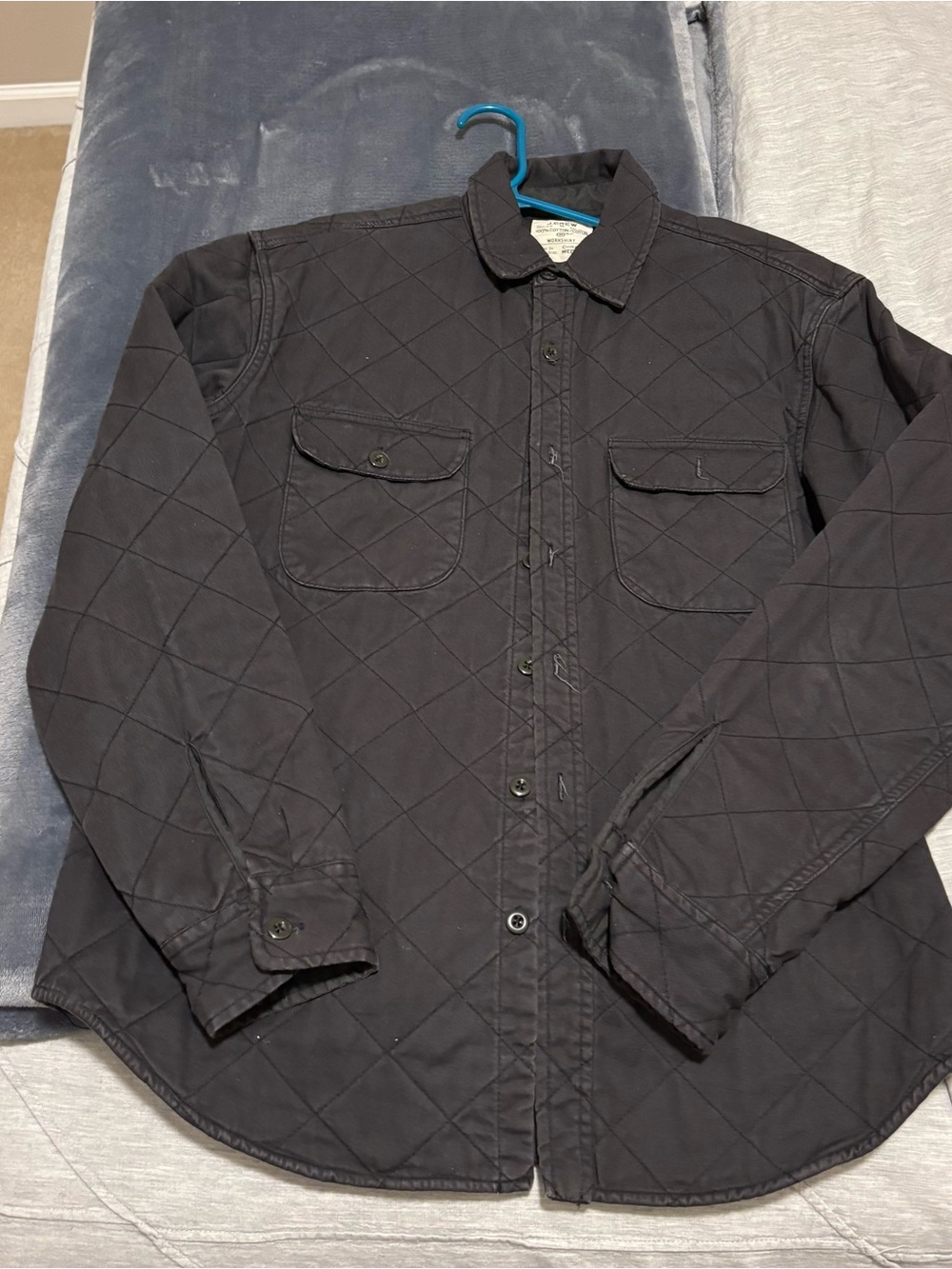 J. Crew Quilted Shirt Jacket in Black
